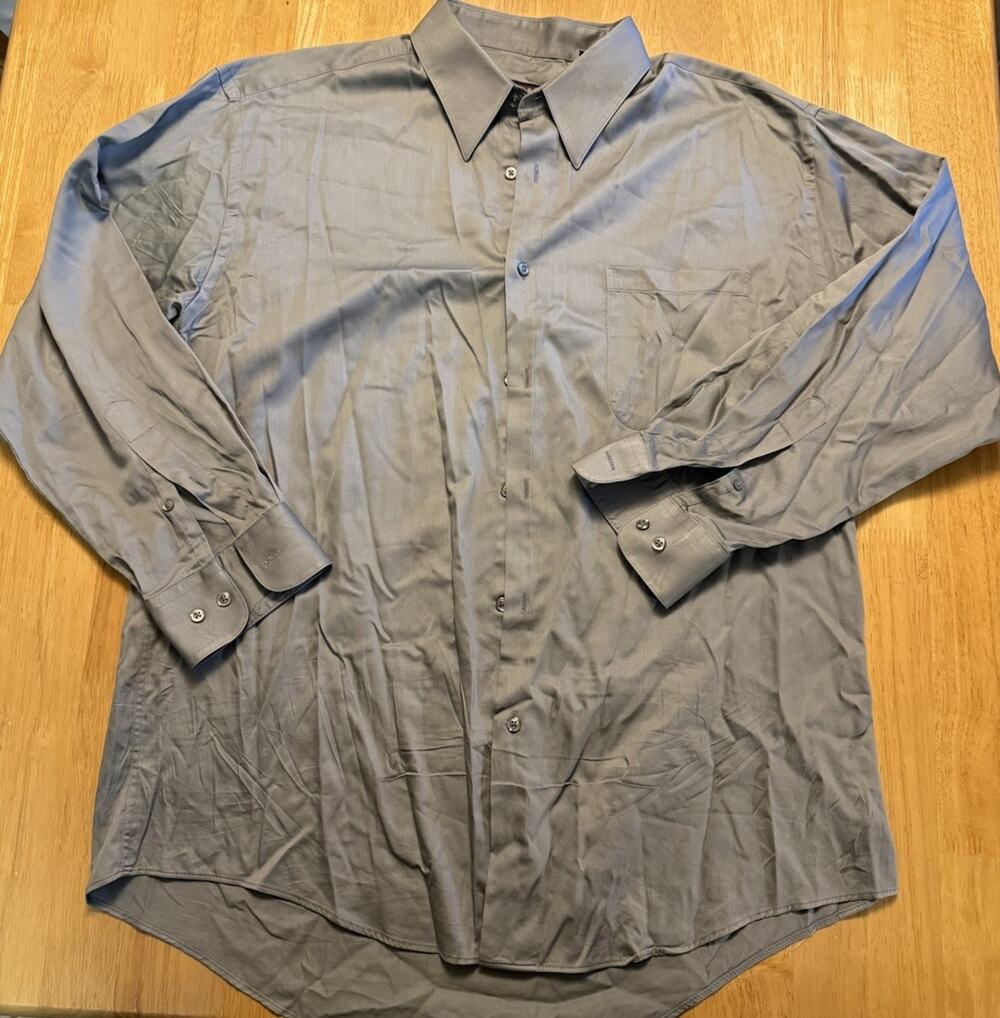 Zanzara Mens 16.5 32/33 Gray Dress Shirt Long Sleeve 100% Cotton